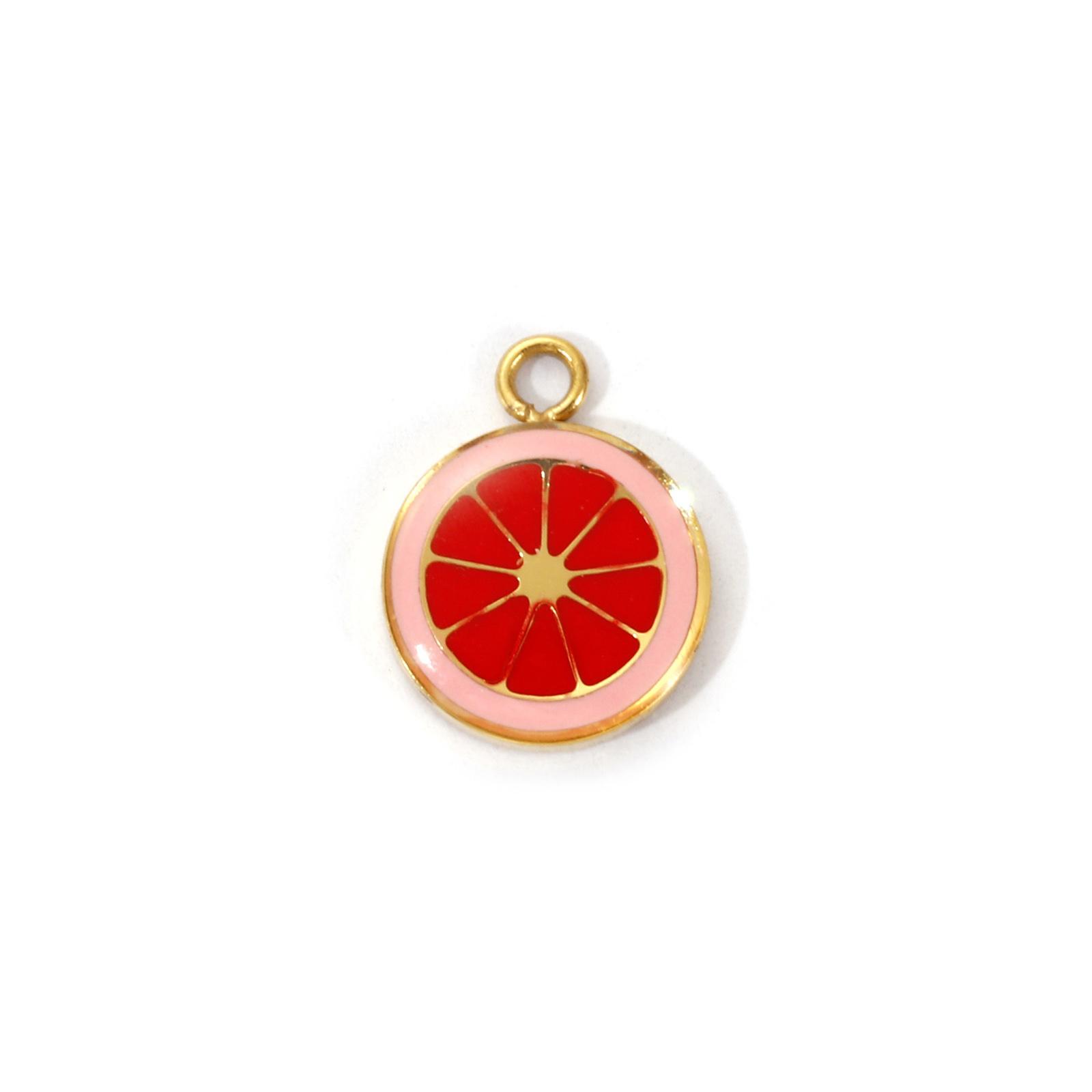 

1 Piece 304 Stainless Steel Charms 18K Gold Plated Enamel Cake Fruit Strawberry Doughnut Lemon Apple Pendant For DIY Necklace