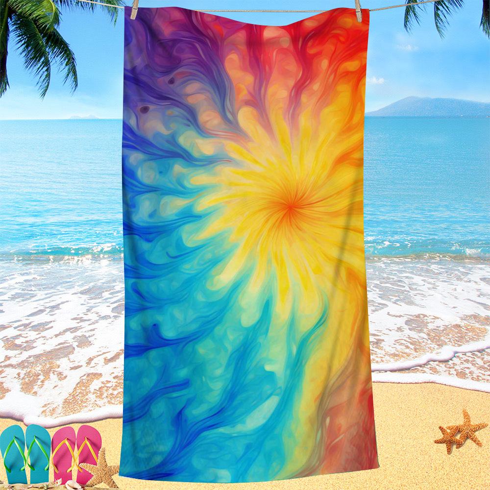 Creative Painting digital-printed polyester Superfine fiber double-sided fleece Beach vacation bath towel, beach towel