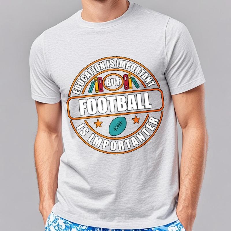 Unisexs Top New Arrived Unisex Oneck Tshirt Daily Wear Education Is Important But Football Is Importanter Fashionable Unisex Tops