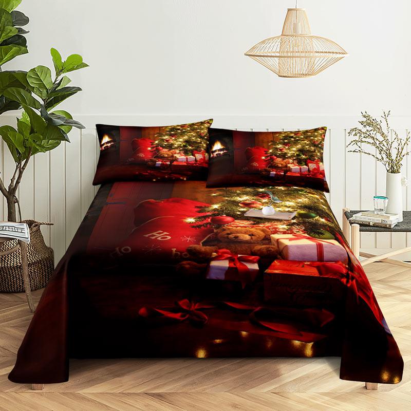 Comforter Merry Christmas Bed With 3D Print Santa Claus Home Decor New Year King Queen Full Size Red Bed