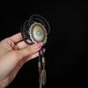 PU Woven Rope Turquoise Bolo Tie Western Country Style Brass Carved Flowers Necktie  Men