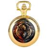Vintage Retro Løve Leo Zodiak Astrologi Kinesisk Yinyang Kvarts Unisex Menn Kvinner Lommeur Kvarts Halskjede Anheng Klokke Kjede Klassisk Skive