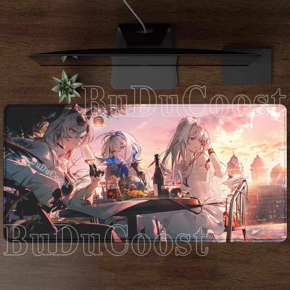Gaming Wuthering Waves Hiyuki Mousepad Gaming Office Keyboard XXL Mouse Pad Anime Sexy Girl Rubber HD Printing Overlock Desk Mat