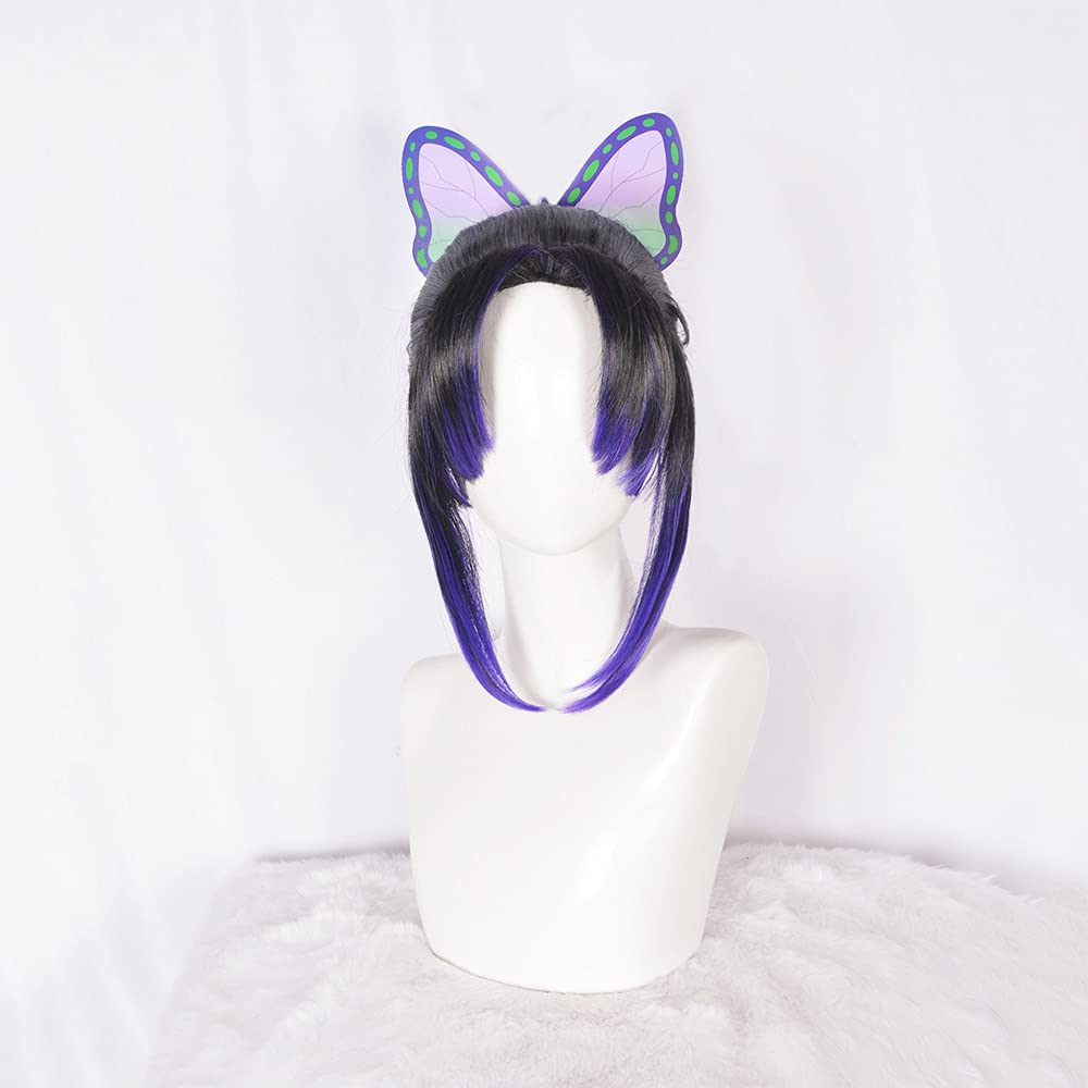 Shinobu Kocho Cosplay Short Wig with Perfect for and Events Wig, Decorative, Heat-Resistant, Net, Cosplay, Parties,