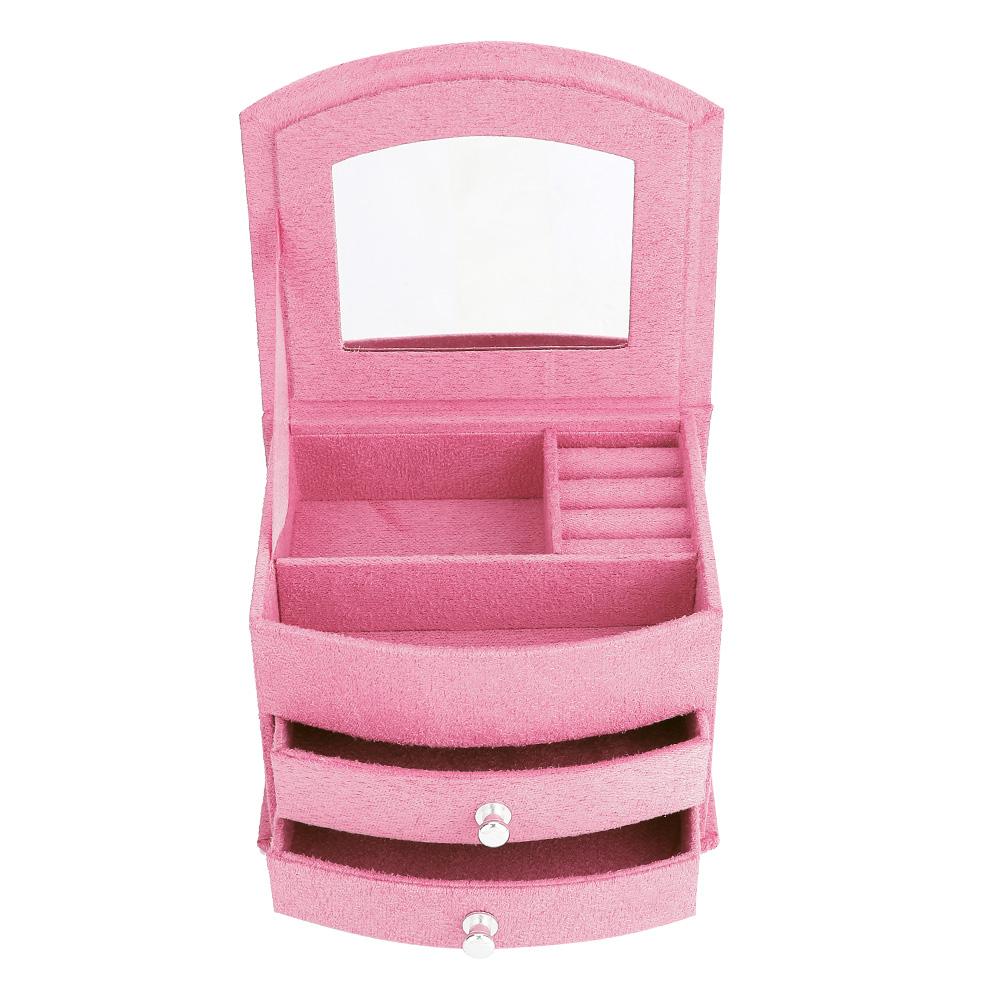 3 Layers Portable Jewelry Earrings Rings Bracelet Necklace Box Organizer Storage Pink