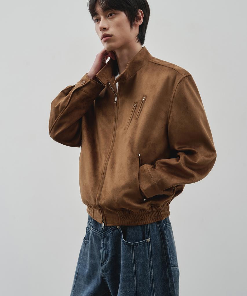 Alyss Defined Suede Harrington Jacket [Camel]