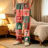 Men's Printed Corduroy Pajama Pants with Pockets, Casual and Sleep Bottoms