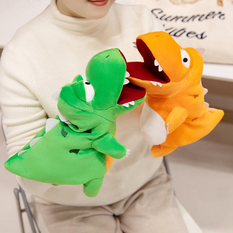 28cm Fetter Cartoon-Dinosaurier Handpuppe Stofftier T-Rex Dino Gruseltier Plüschtier Interaktiv Geschichten Erzählen Kleines Requisit Geschenk