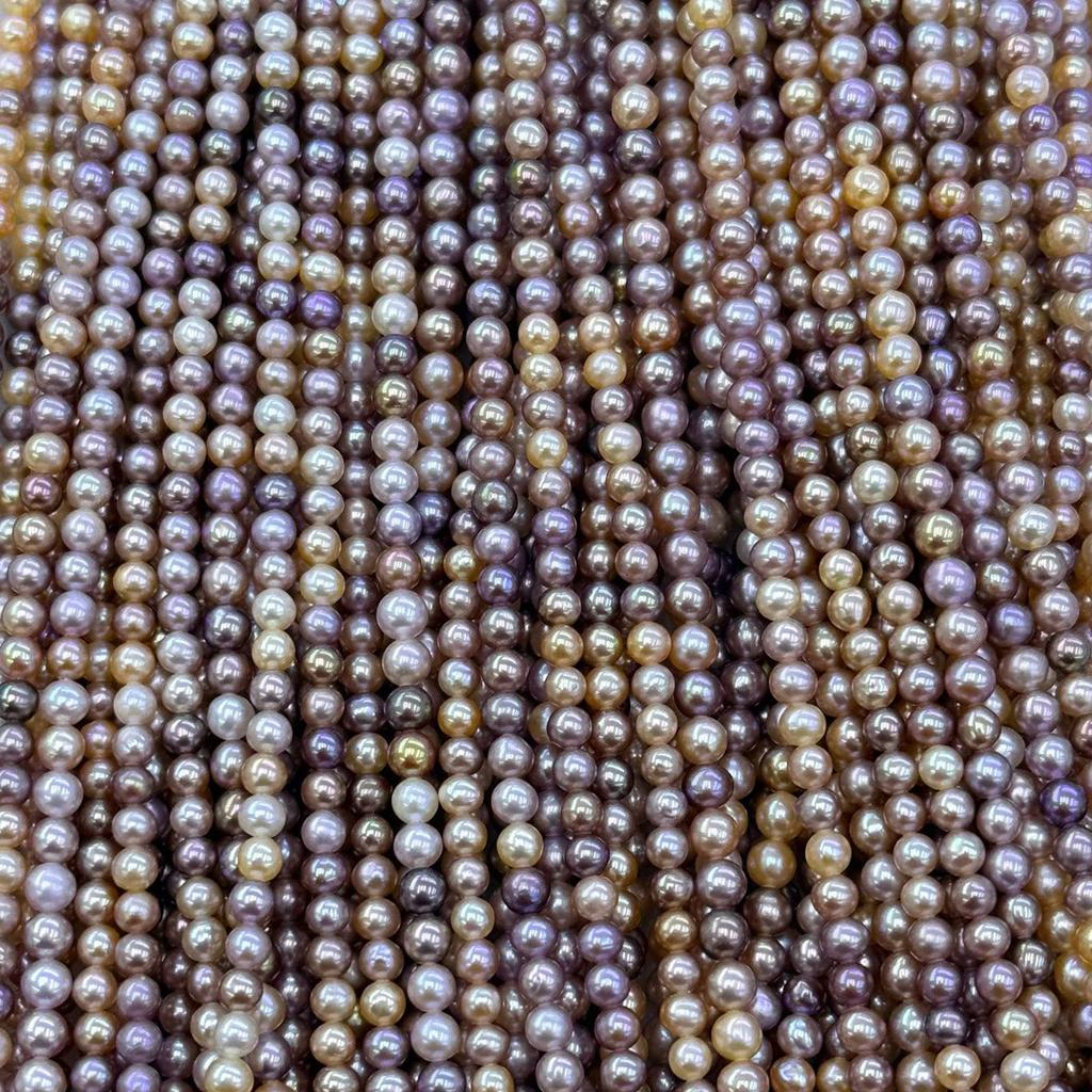 1 Strand Natural Multicolor Freshwater Round Pearls 3-4mm Loose Pearl Beads 36cm for DIY Necklace Bracelet Jewelry Making