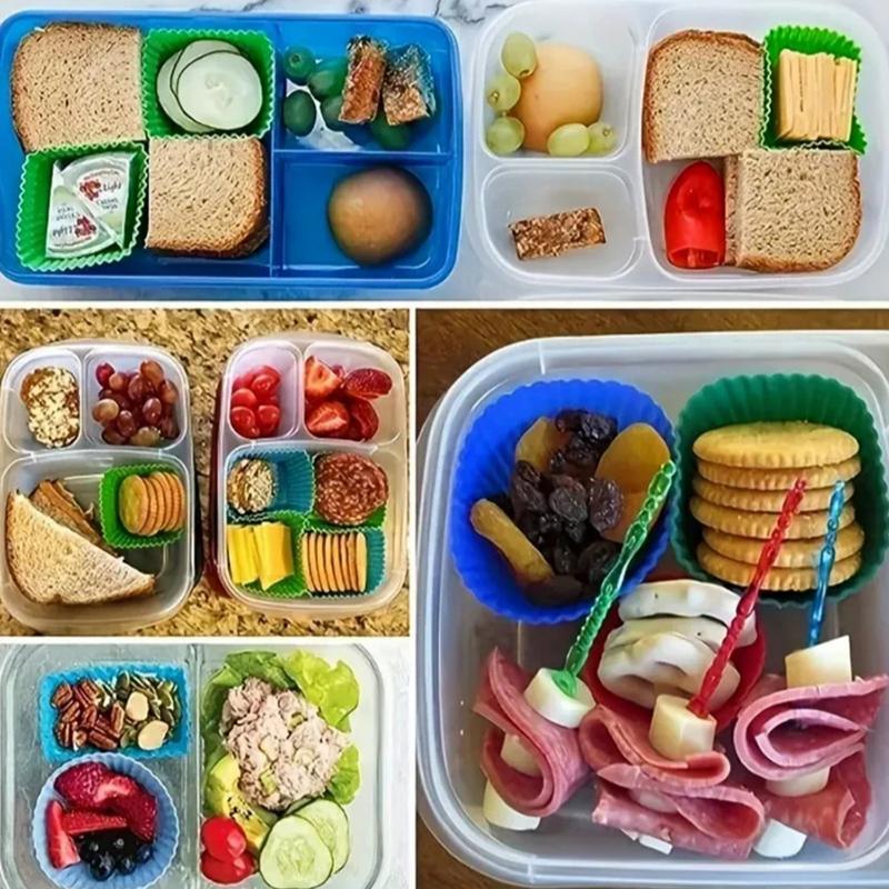12/24 Peças Divisórias de Silicone para Marmita Divisórias de Bento para Marmita Divisórias de Prato Copos Molho de Salada Para Acessórios de Almoço de Crianças