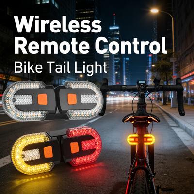 Bicycle Turn Signal Light Wireless Remote Control USB Rechargeable 3-Section Detachable Rear Warning Light for Night Riding