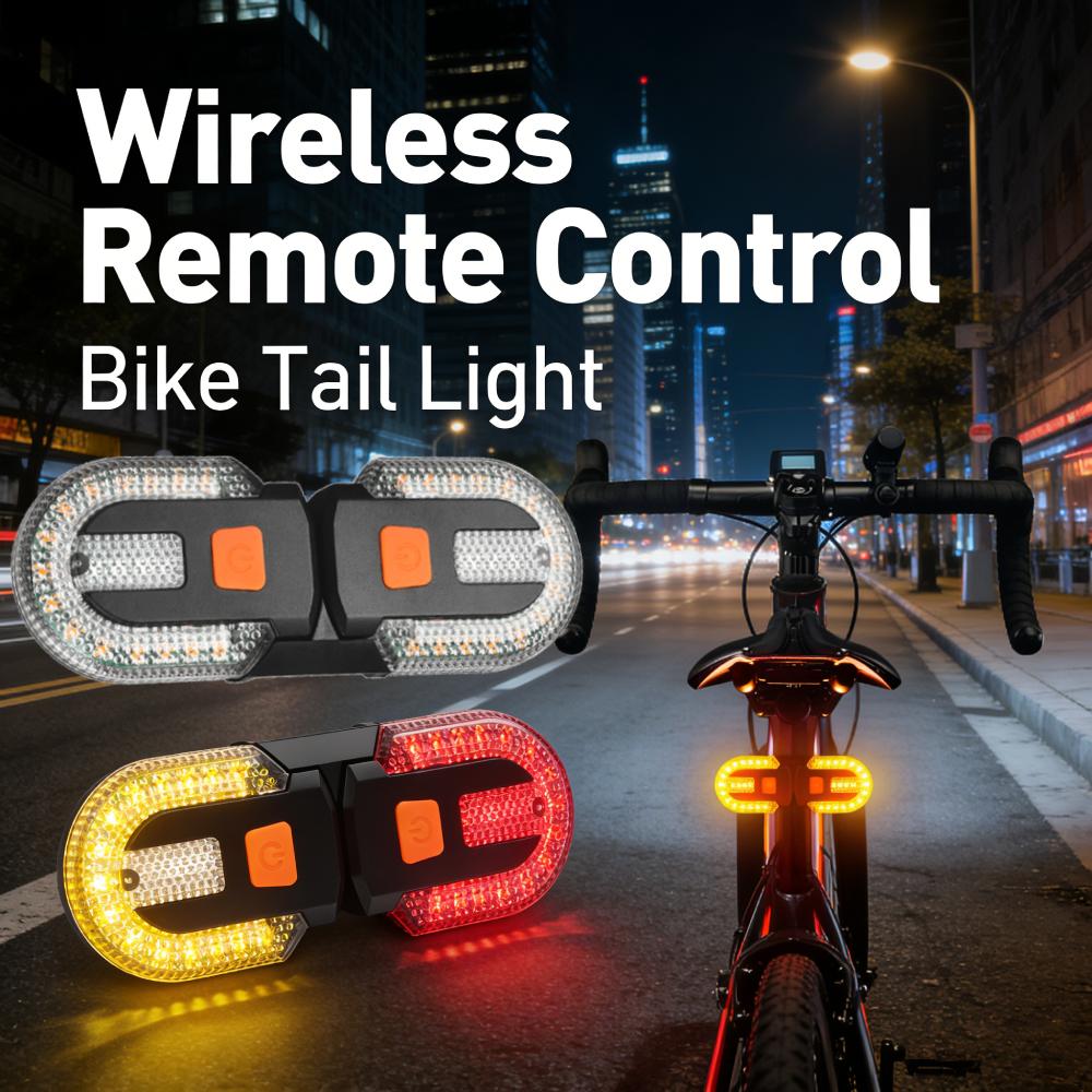 Bicycle Turn Signal Light Wireless Remote Control USB Rechargeable 3-Section Detachable Rear Warning Light for Night Riding