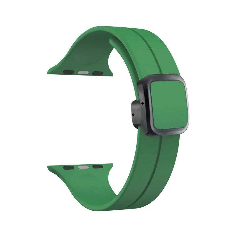 New Magnetic Buckle Silicone Strap For Apple Watch Band 44mm 45mm 38mm 49mm 40 42 41mm Sport Bracelet iWatch ultra 2 9 6 7 8 SE