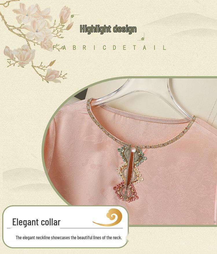 2026 Chinese Style Embroidered Stand Collar Women's Long Sleeve Shirt
