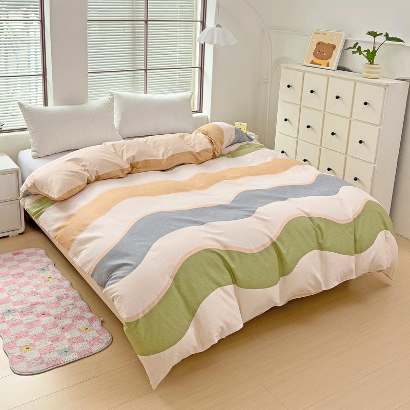 Abstract Stripes Waves Duvet Cover Geometric Pattern Queen Size Bedding 100% Cotton Quilt Cover with Zipper for Kids Adults