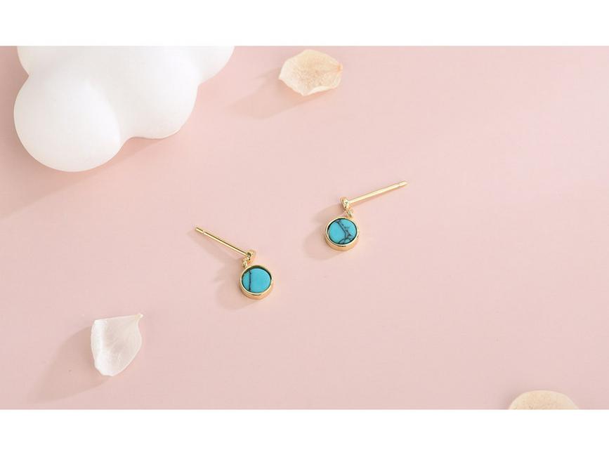 S925 Silver Turquoise Earrings - Simple Korean Style, Retro Design for Women