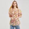 Tatu Women's Retro Floral Short Sleeve Shirt