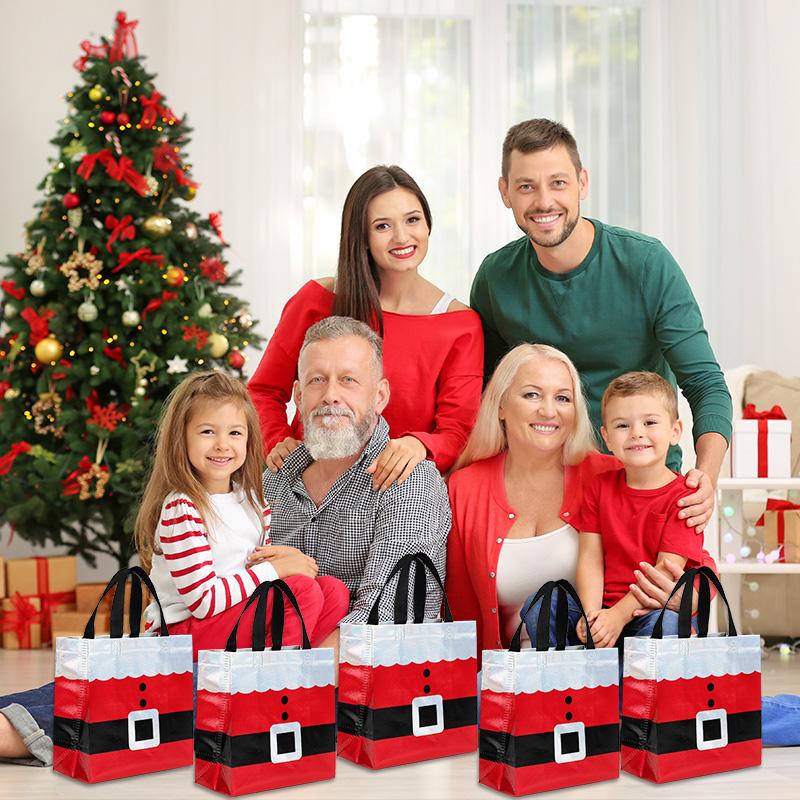 12-24 Stück Weihnachtsgeschenktasche Weihnachtsmann Vlies Tragetasche mit Griff Weihnachtsdekoration für Zuhause Neujahr Kinder Geschenkverpackung