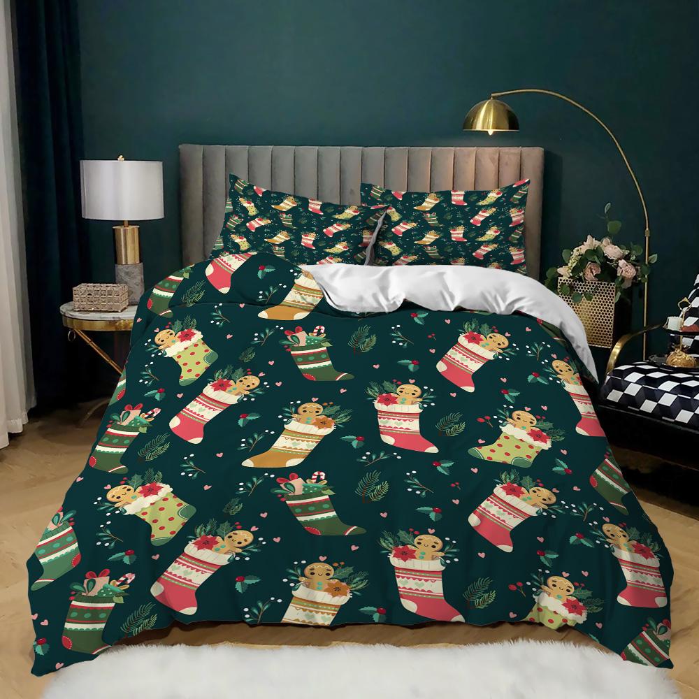 Christmas Duvet Cover Sock On The Palm Tree On Tropical Sandy Beach Island Maldives Design Decorative Blue Red Holidays Gifts