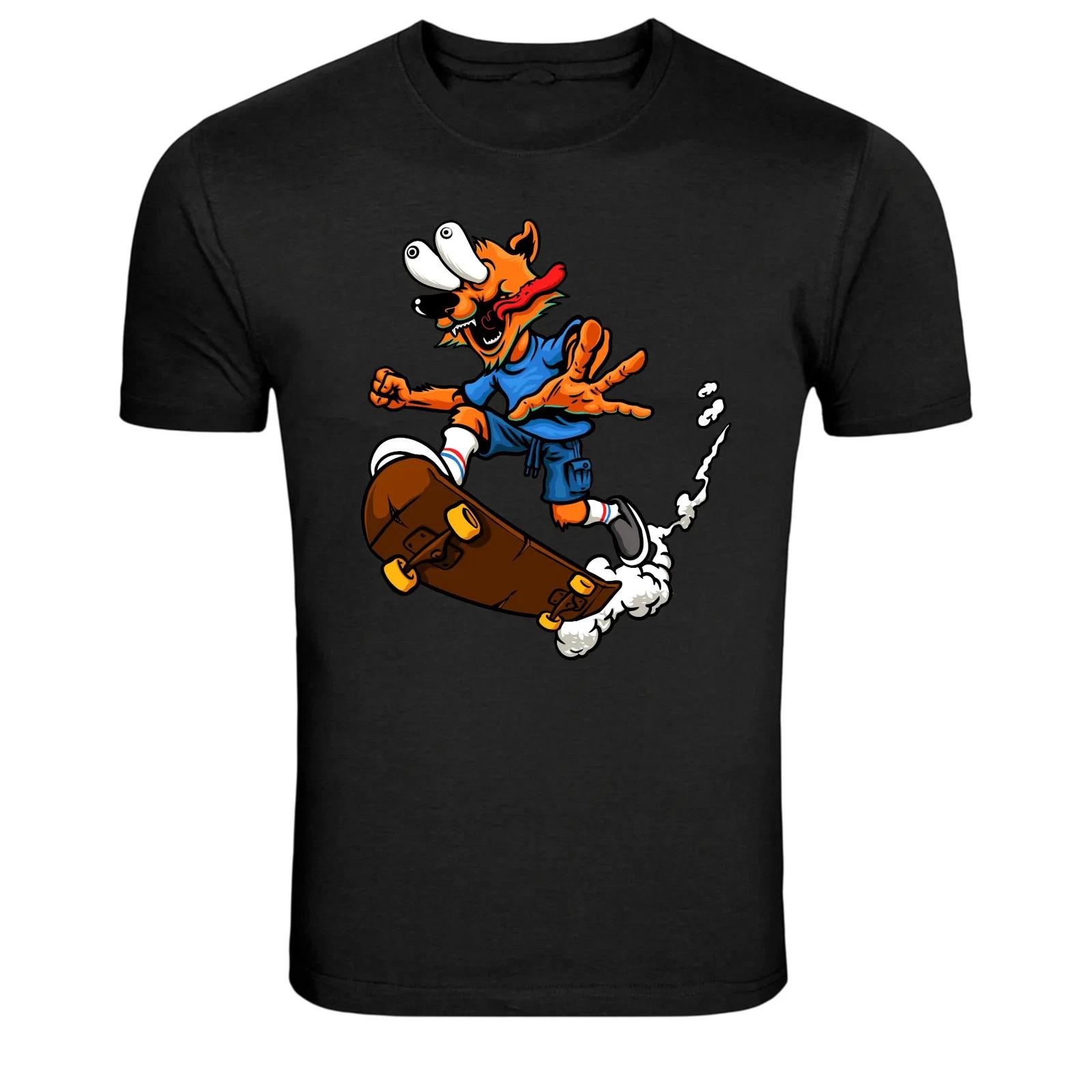 Crazy Cartoon Skateboarder Trick Graphic T-Shirt XXXXL