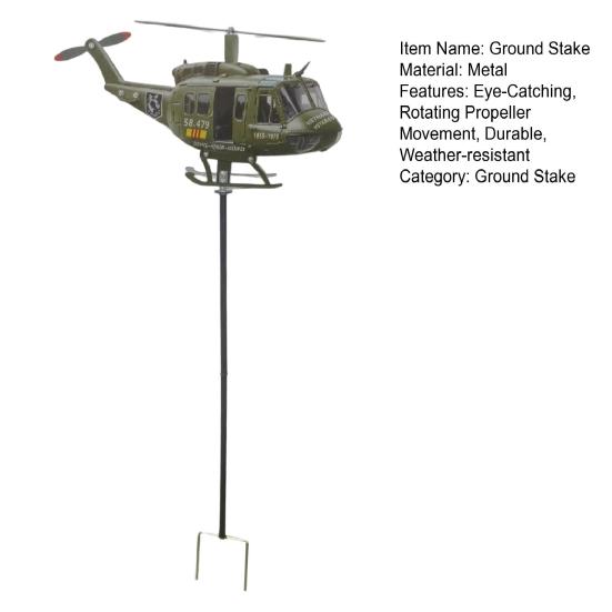 Patriotischer Windrad, Hubschrauber-Windmühlen-Spieß mit drehendem Propeller, 2D Metall-Flugzeug-Skulpturen-Dekoration für Garten, Terrasse, Rasen