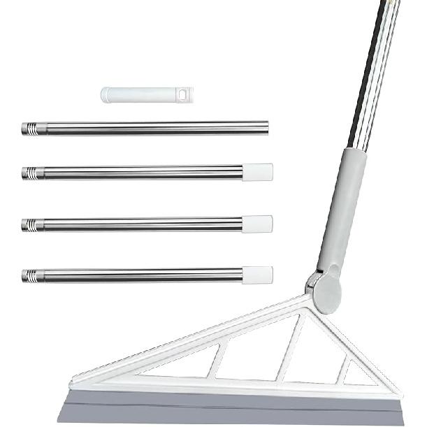 Multifunction Magic Silicone Broom Sweeper, Rubber Household Squeegee Push Broom with 61  Long Handle for Cleaning Indoor Smooth Floor Bathroom
