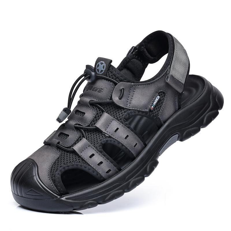 FashionBrand Men Sandals Genuine Leather Men Shoe Cowhide Leather Classic Summer Slides Fashion Outdoor Beach Gladiator Sandals for Men