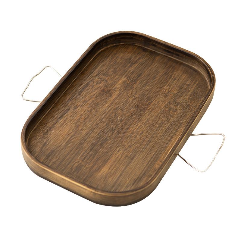 HeMu-Bamboo Dried Fruit Plate Tray, Simple Mobile Small Tea Table, Modern Coffee Corner Table