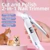 2 In 1 Design Electric Dog Nail Grinder with LED Lamp Rechargeable Pet Toenail Clippers Low Vibration Quiet File