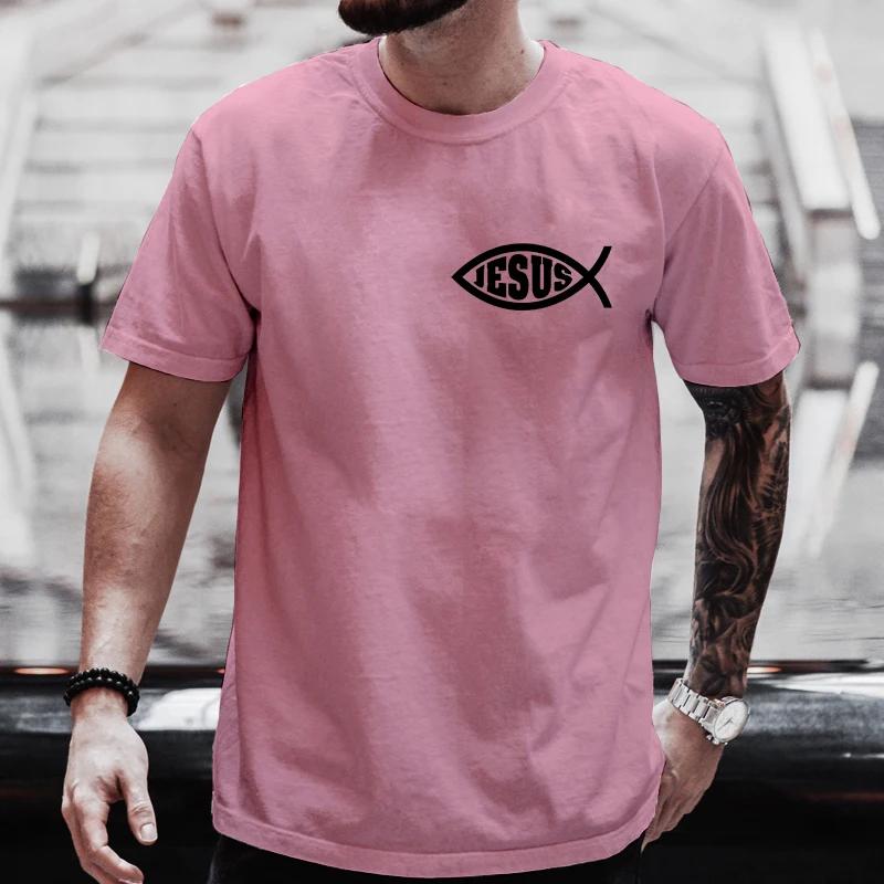 Men T Shirts Jesus Fish Christ Graphic T-Shirt for Men Women Christian Tops Short Sleeve Tees Streetwear Plus Size Y2k Clothing