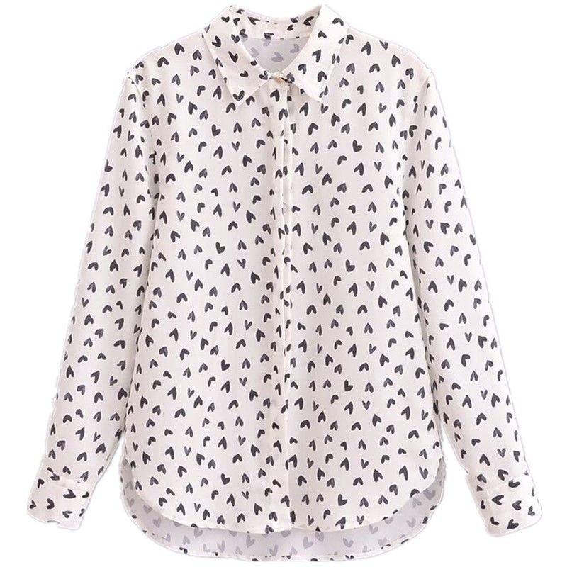 

Fashion Style 2024 Summer New Women s Clothing Temperament Wild Slim Looking Heart Shape Printed Shirt 2987123 Figure Color L