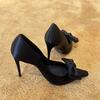Satin Heel Single Shoes Women's Pointy Toe Shallow Mouth Butterfly Knot Set Foot Anti-slip Wear-resistant High Heels