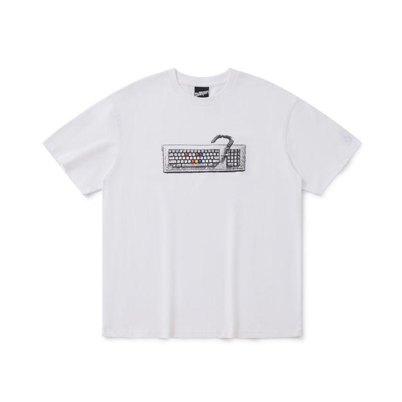Burnin*'White Night Chasing Light' Keyboard Sampling Print Short-Sleeve T-Shirt Trendy Loose Fit Top