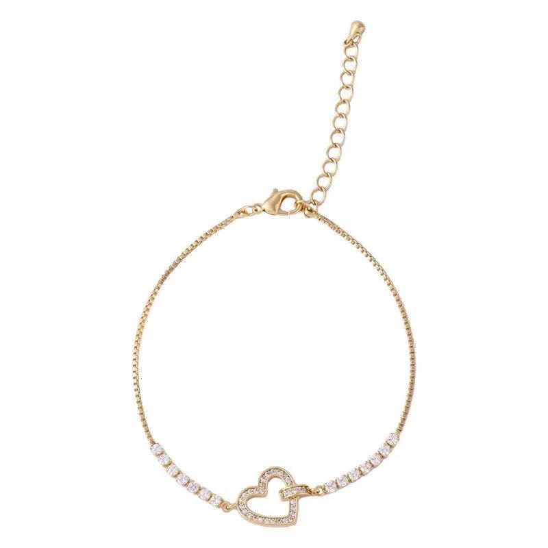 Fashion New Micro-Inlaid Zircon Super Flash Love Bracelet Women'S Daily Versatile Light Luxury Temperament Jewelry