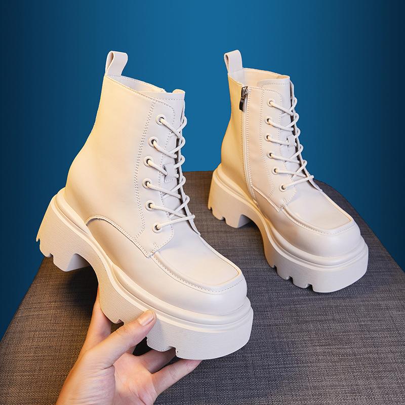 Thick-soled Martin Boots Women's 2025 New Autumn and Winter Single Boots Warm and Versatile Short Boots Tide-increasing Boots Women's Wenzhou Shoes