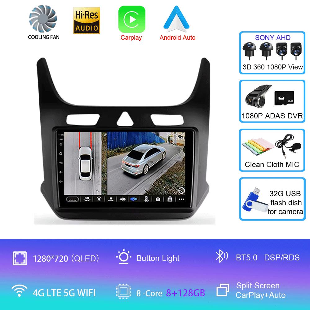Car Radio Android 14 Carplay for Chevrolet Cobalt 2 2011-2018 Multimedia Video Player WIFI+4G GPS 2Din DVD Head Unit Stereo QLED