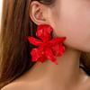 Exaggerated Red Flower Stud Earrings: Unique High-End Design for Parties