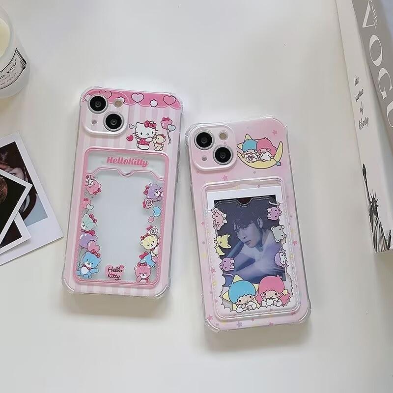 Sanrio Hello Kitty Photo Card Holder Phone Case For Xiaomi Redmi Note 14 Pro 5G Note 13 12 Pro 11 11S 13C 12 12C 10C 5G Cover