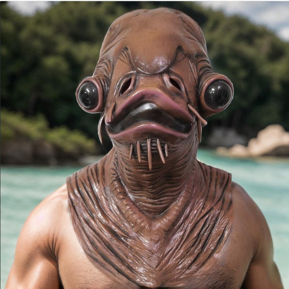 Horror Catfish Latex Mask Novelty Fish Head Cosplay Prop for Halloween Masquerade Party Monster Costume Accessory