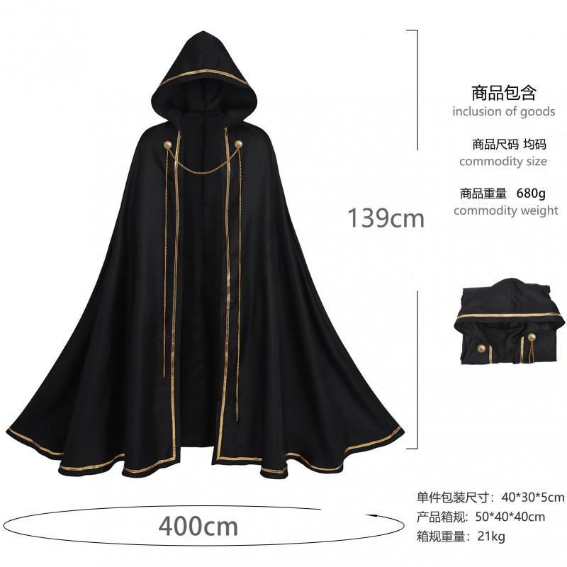Halloween Gothic Hooded Robe Costume With Chain Detail Medieval Wizard Priest Cosplay Outfit Party