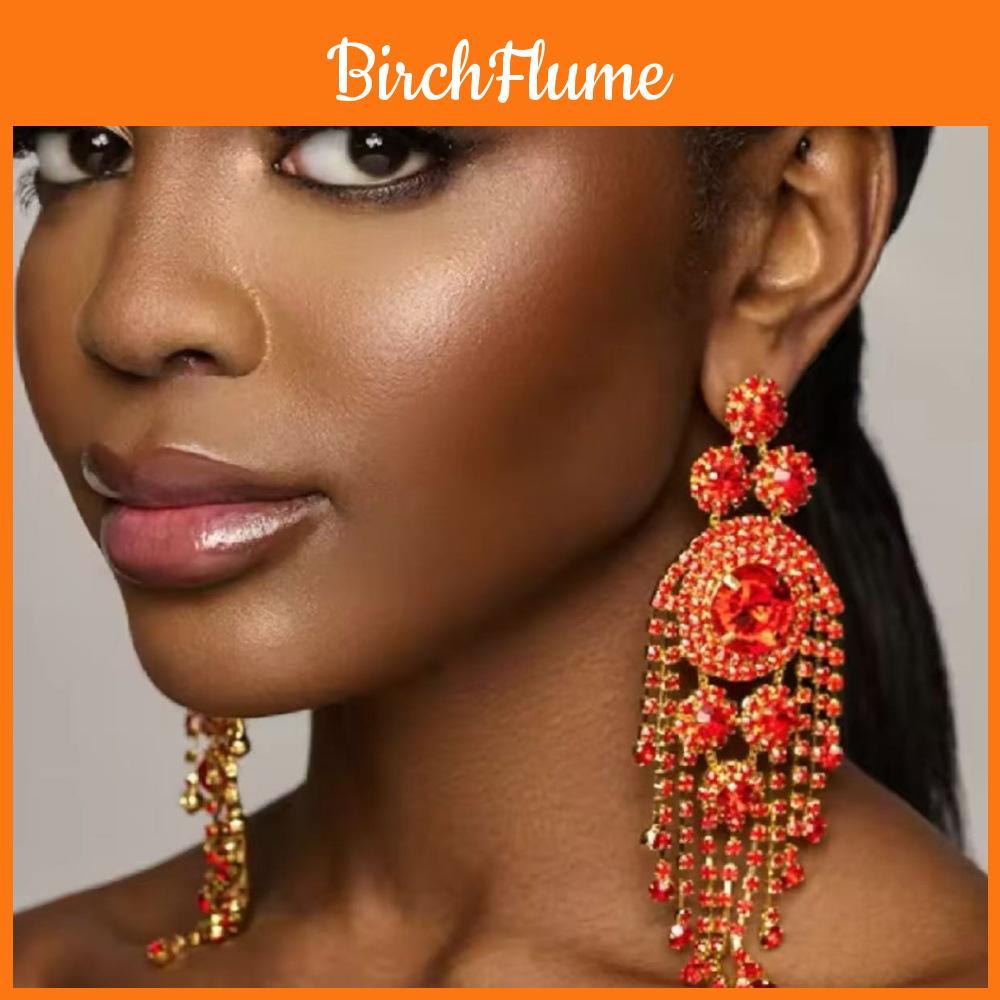 Pendientes Largos con Borlas de Flor de Diamante de Agua Para Mujer Joyería de Fiesta de Moda