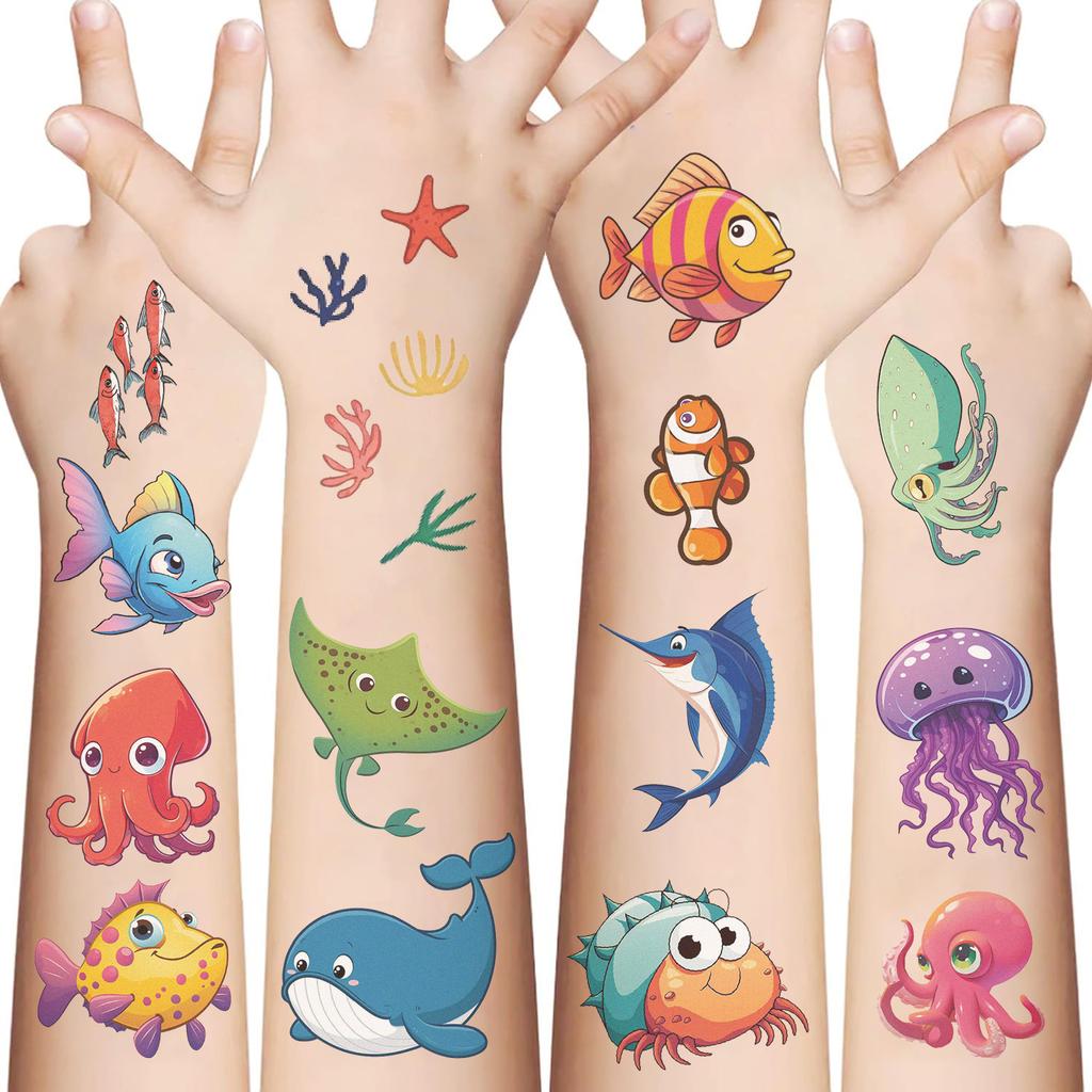 New Cartoon Undersea Animal Tattoo Stickers Can Waterproof Party Party Gift Funny DIY Fun Face Stickers