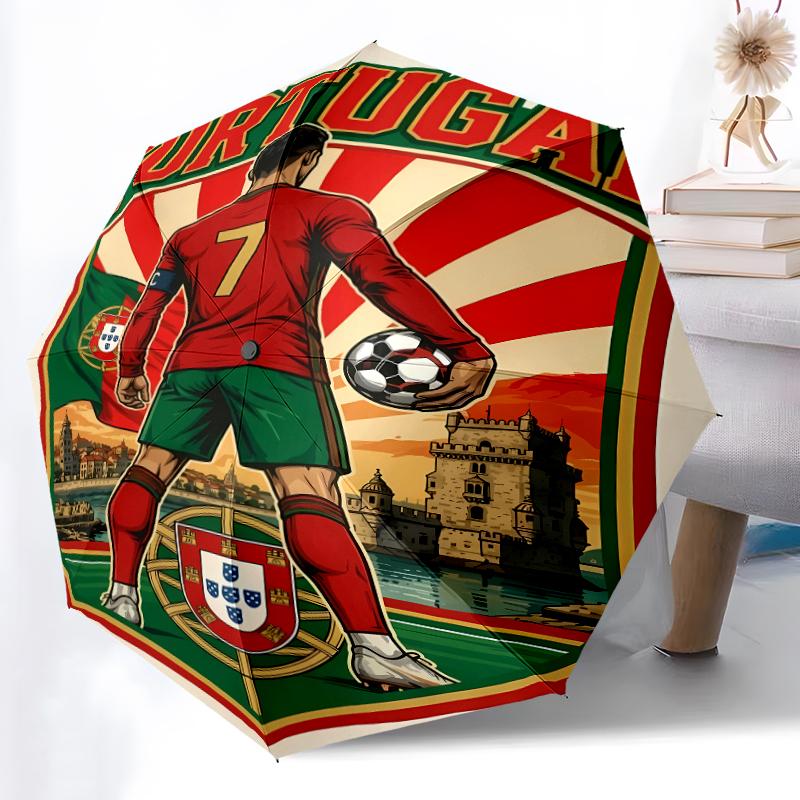 Printed Cristiano Ronaldo Folding Umbrella,Outdoor,Leisure,And Travel Umbrella,Durable Umbrella Fabric,Birthday And Holiday Gift