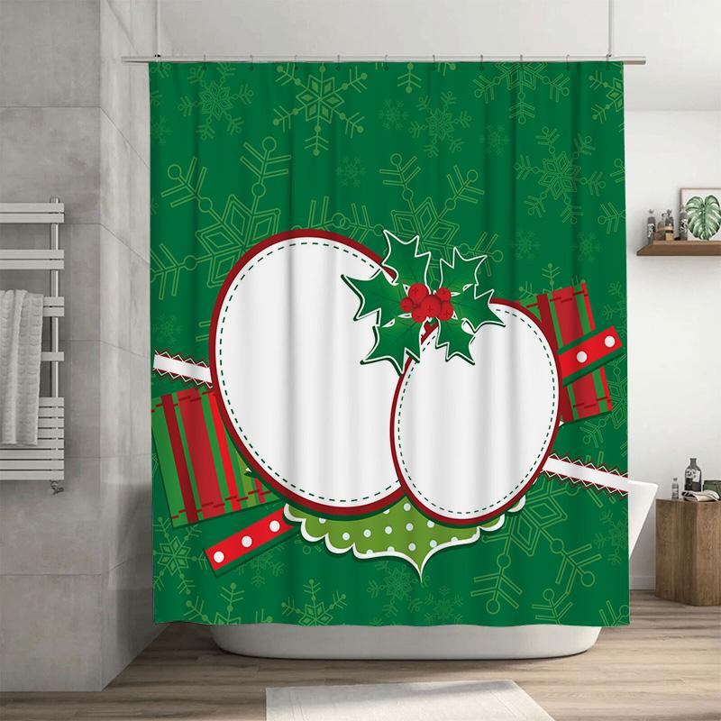 

Tu Festive Christmas Shower Curtain Waterproof Holiday Decor Bathroom Set Holiday Vibes Festive Home Decor Xmas Pattern Modern S W60H190(CM)-1 Pcs