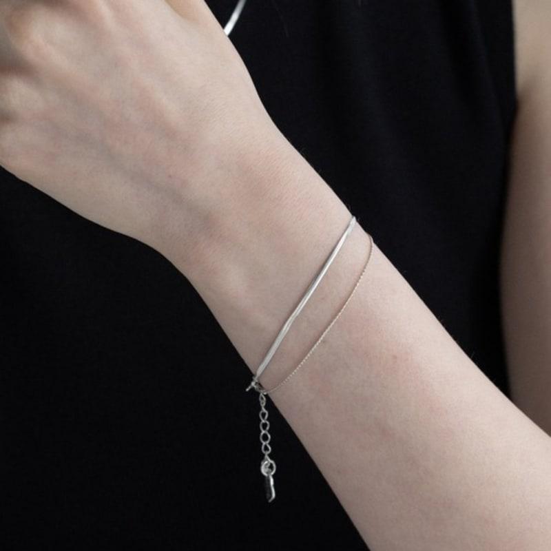 BEFORE MOONRISE [Silver 925] Snake Double Chain Bracelet SB206