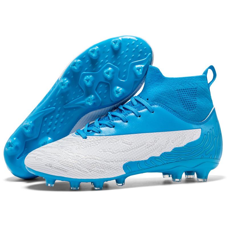 New Football Shoes Men's High-top Fly-woven Socks Mouth Youth Student Sports Game Spike Football Shoes