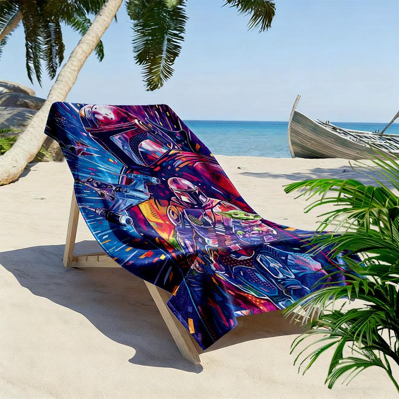 Mandalorian Print Beach Towel, Large Soft Quick Dry Towel for Beach Camping Swimming