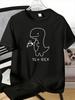 Unisexs Tee Line Drawing Tea Rex Dinosaur Slogan Print Cotton Short Sleeve Male Casual Streetwear Outdoor Daily Basic Fashion Top