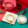 Christmas Crystal Beads Bracelet for Women, Handmade Xmas Snowflake Snowman Bell  , Sparkling Colorful Beads Stretch Bracelet