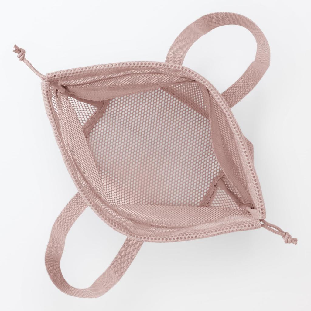 MUJI 3D Mesh Drawstring Bag with Size 23 x 8 x 23 Item 23245890 Handle, Pink, S, Approx. cm, Number